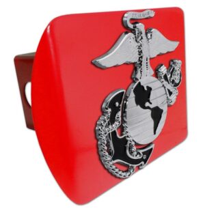 Marines Insignia Premium Chrome and Black Red Hitch Cover