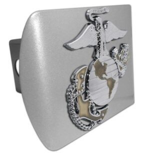 Marines Insignia Premium Chrome and Gold Brushed Chrome Hitch Cover