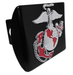 Marines Insignia Premium Chrome and Red Black Hitch Cover
