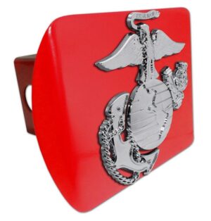 Marines Insignia Premium Chrome and Red Hitch Cover