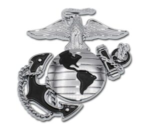 Marines Insignia Premium Chrome Car Emblem with Black Accent