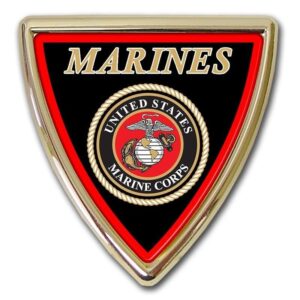 Marines Shield Chrome with Color Car Emblem