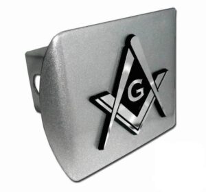 Mason Square Compass Brushed Chrome Hitch Cover