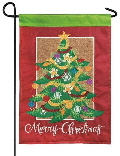 Merry Christmas Tree Double Applique Garden Flag