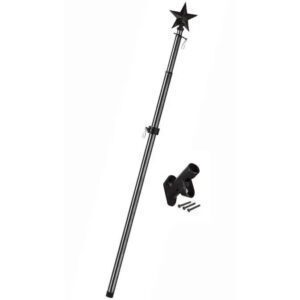 Metal Extendable Flagpole with Star Topper and Bracket Kit Black