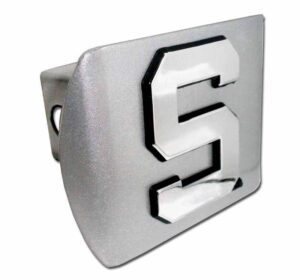 Michigan State University S Brushed Chrome Hitch Cover