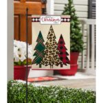Mixed Print Christmas Trees Applique Garden Flag