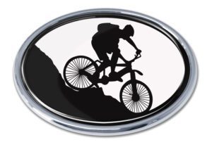 Mountain Biker Chrome Car Emblem