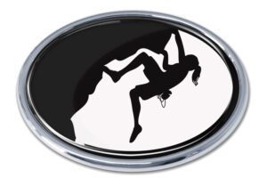 Mountain Climber Female Chrome Car Emblem