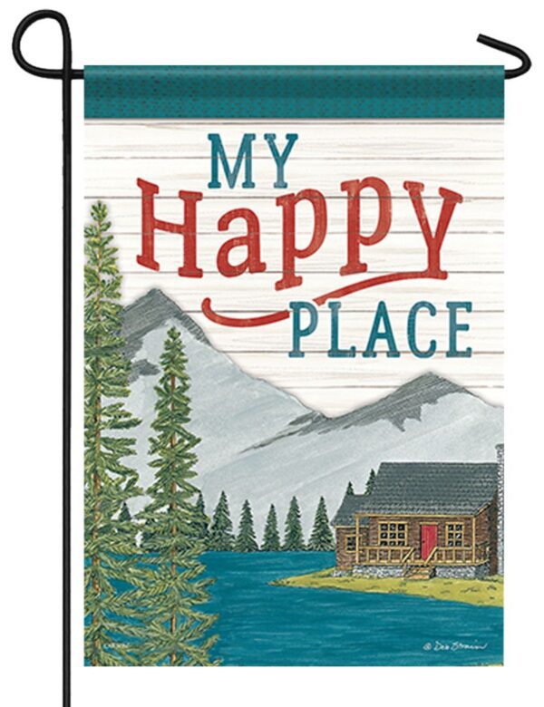 My Happy Place Cabin Garden Flag