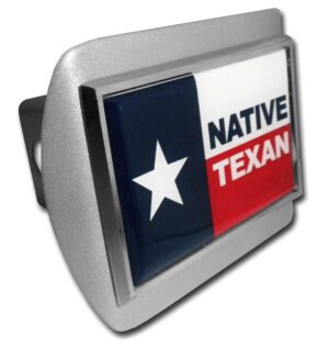 Native Texan Flag Brushed Chrome Hitch Cover