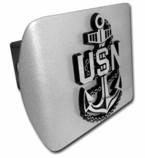 Navy USN Anchor Brushed Chrome Hitch Cover
