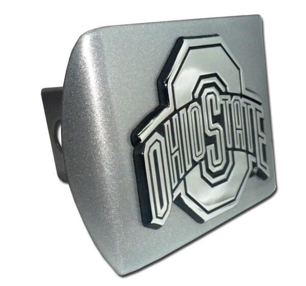 Ohio State University Brushed Chrome Hitch Cover I AmEricas Flags