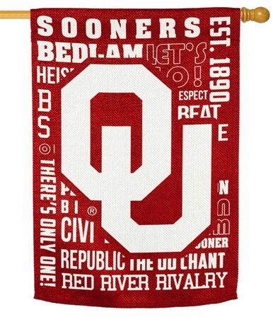 Oklahoma Sooners 2 Sided Suede Reflections House Flag