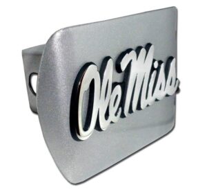 Ole Miss University of Mississippi Brushed Chrome Hitch Cover