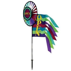 Open Sign Rainbow Wheel Wind Spinner