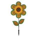 Orange and Green Plaid Sunflower Wind Spinner