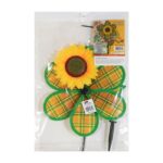 Orange and Green Plaid Sunflower Wind Spinner
