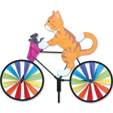 Orange Cat Bicycle Wind Spinner