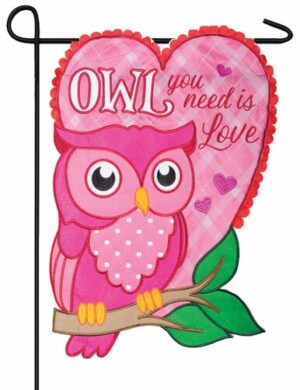 Owl You Need Is Love Double Applique Garden Flag