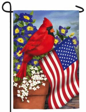 Patriotic Cardinal Suede Reflections Garden Flag