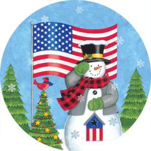 Patriotic Snowman Accent Magnet
