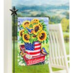 Patriotic Sunflower Wagon Suede Reflections Garden Flag