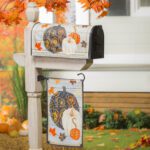 Patterned Pumpkins and Leaves Nylon Mailbox Cover Live