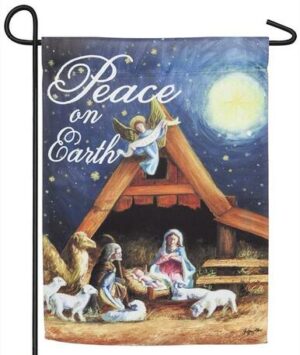 Peace on Earth Manger Suede Reflections Garden Flag