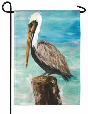 Pelican on a Post Garden Flag