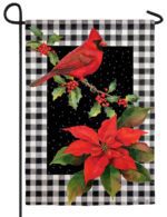 Plaid Cardinal and Holly Suede Reflections Garden Flag