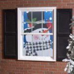 Plaid Snowman Window Shade Outside View