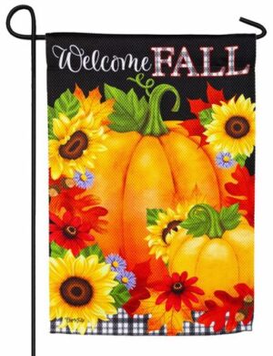 Plaid Welcome Fall Textured Suede Garden Flag