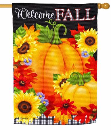 Plaid Welcome Fall Textured Suede House Flag