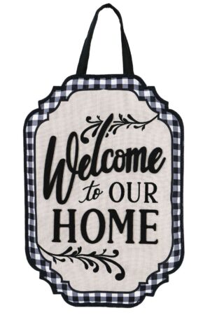 Plaid Welcome to Our Home Decorative Door Hanger