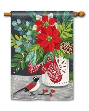 Poinsettias and Mittens House Flag