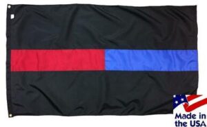 Police and Firefighter Red and Blue Line Flag 3x5 Sewn Nylon