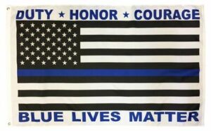 Police Blue Lives Matter Black and White American Flag 3x5