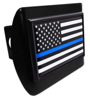 Police Thin Blue Line Black American Flag Black Hitch Cover
