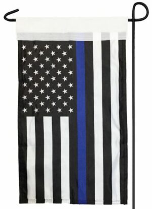 Police Thin Blue Line Black and White American 12x18 Garden Flag