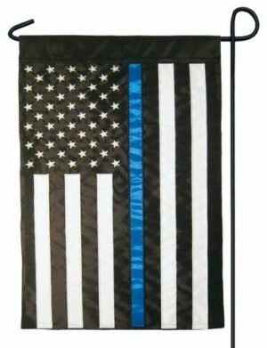 Police Thin Blue Line Black and White American Double Applique Garden Flag
