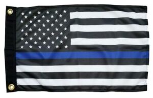 Police Thin Blue Line Black and White American Knit Polyester 12x18 Boat Flag