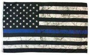 Police Thin Blue Line Distressed Finish American Flag 3x5