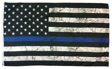 Police Thin Blue Line Distressed Finish American Flag 3x5