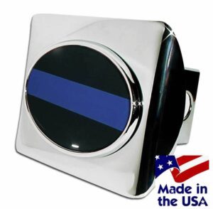 Police Thin Blue Line Oval Chrome Hitch Cover