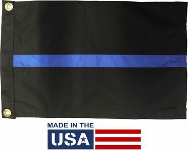 Police Thin Blue Line Sewn Nylon 12x18 Boat Flag
