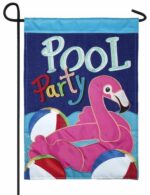 Pool Party Flamingo Double Applique Garden Flag