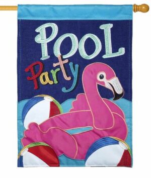 Pool Party Flamingo Double Applique House Flag
