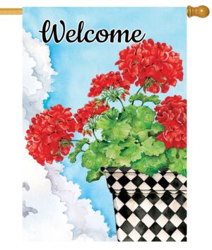 Potted Geraniums House Flag