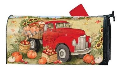 Pumpkin Delivery Truck Mailbox Cover